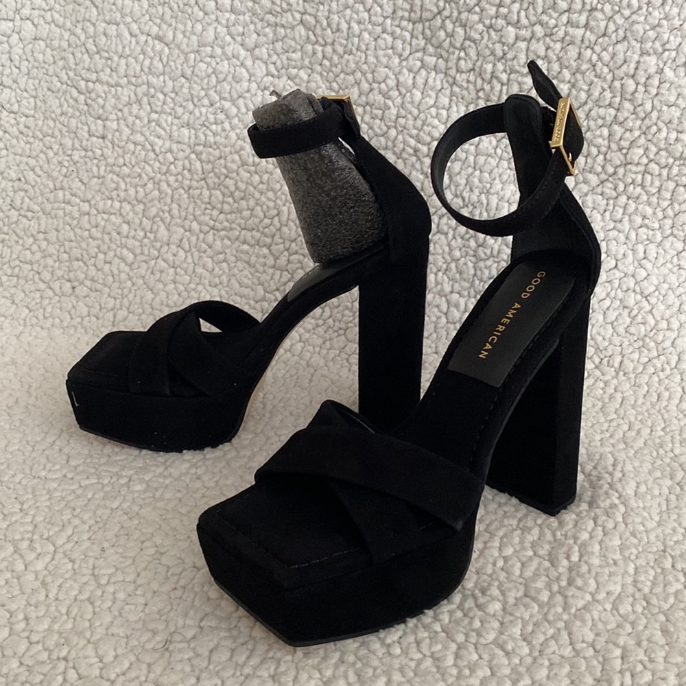 Black Suede Platform Heels